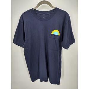 Serengeti Where The World Men's Navy Blue Pocket Tee Medium